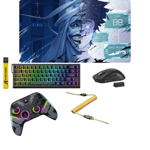 Attack Shark X3 pro mouse, Attack Shark X68 HE Magnetic Keyboard, Custom Mousepad 90x40, Aviator Cable RGB, EasySMX Controller X15