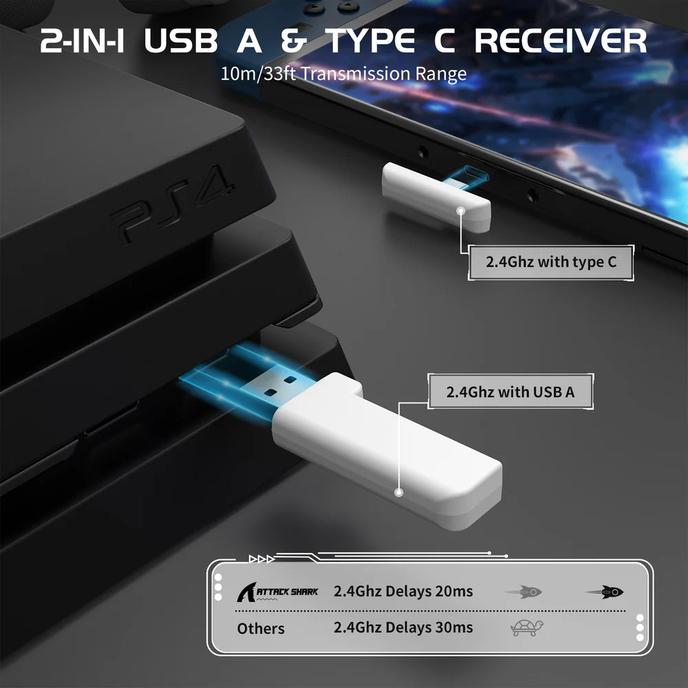 ATTACKSHARKL80Ultra-LightTri-ModeGamingHeadsetTransmission | Tinker Store