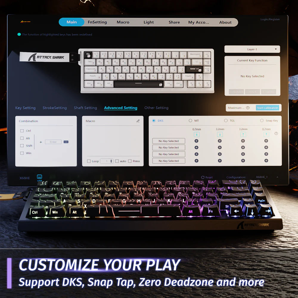 ATTACKSHARK X68 HE Rapid Trigger Keyboard Magnetic Switch Custom Settings | Tinker Store