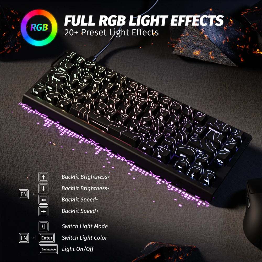 ATTACKSHARK X68 HE Rapid Trigger Keyboard Magnetic Switch RGB Effects | Tinker Store