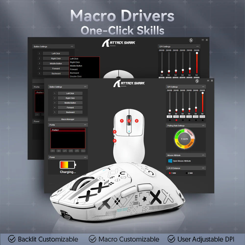 ATTACK SHARK X3PRO Three Modes 8K Gaming Mouse Custom Settings | Tinker Store