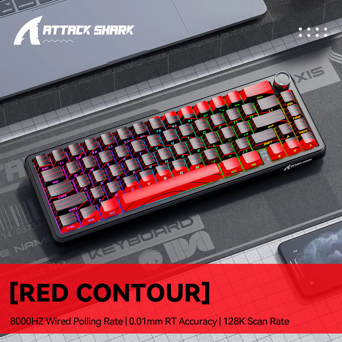 ATTACK SHARK X65PRO HE Wireless Rapid Trigger Keyboard Magnetic Switch Rapid Trigger Red Color