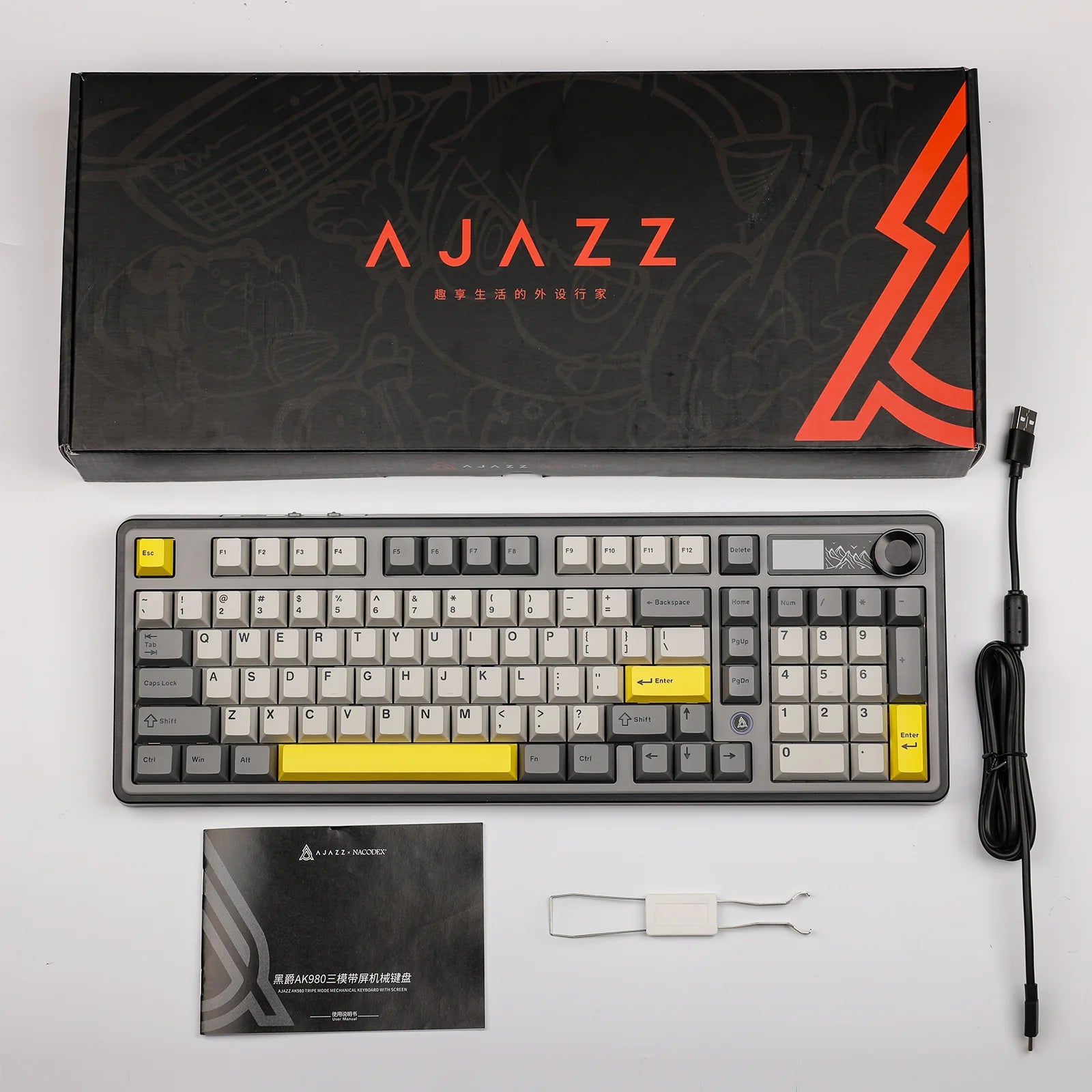 Ajazz Ak980 Wireless mechanical keyboard Grey Packaging| Tinker Store