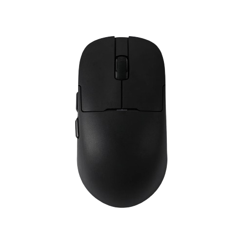 Black computer mouse on a white background
