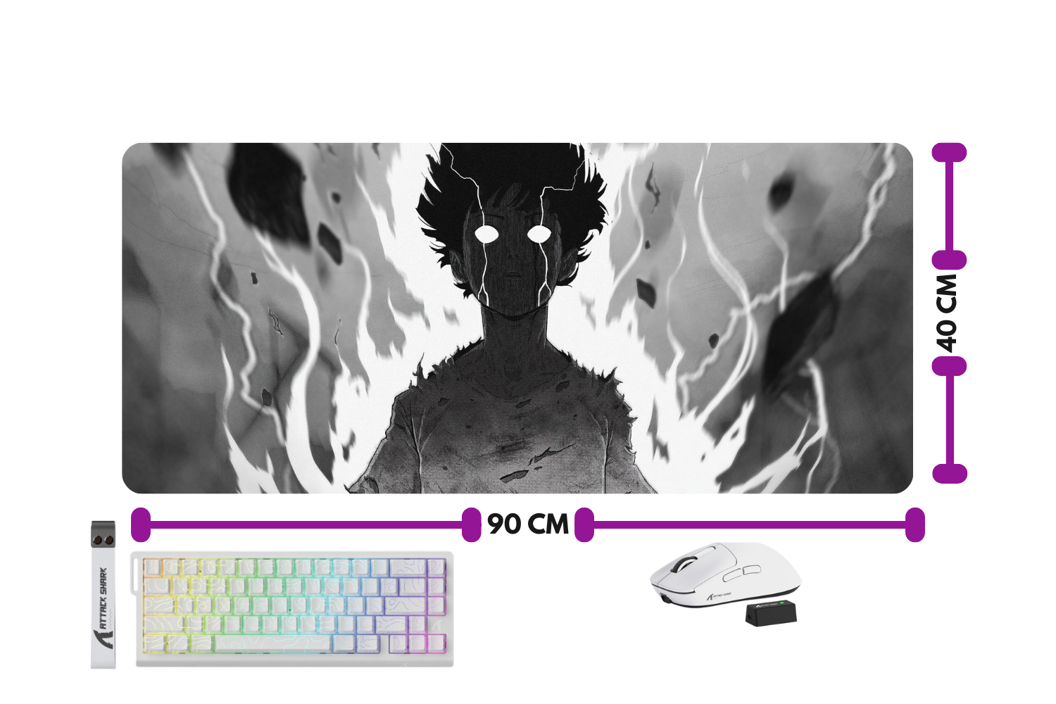 Attack Shark X3pro and ATTACK SHARK X68 HE Rapid Trigger Keyboard Magnetic Switch and Custom Mousepad Color White