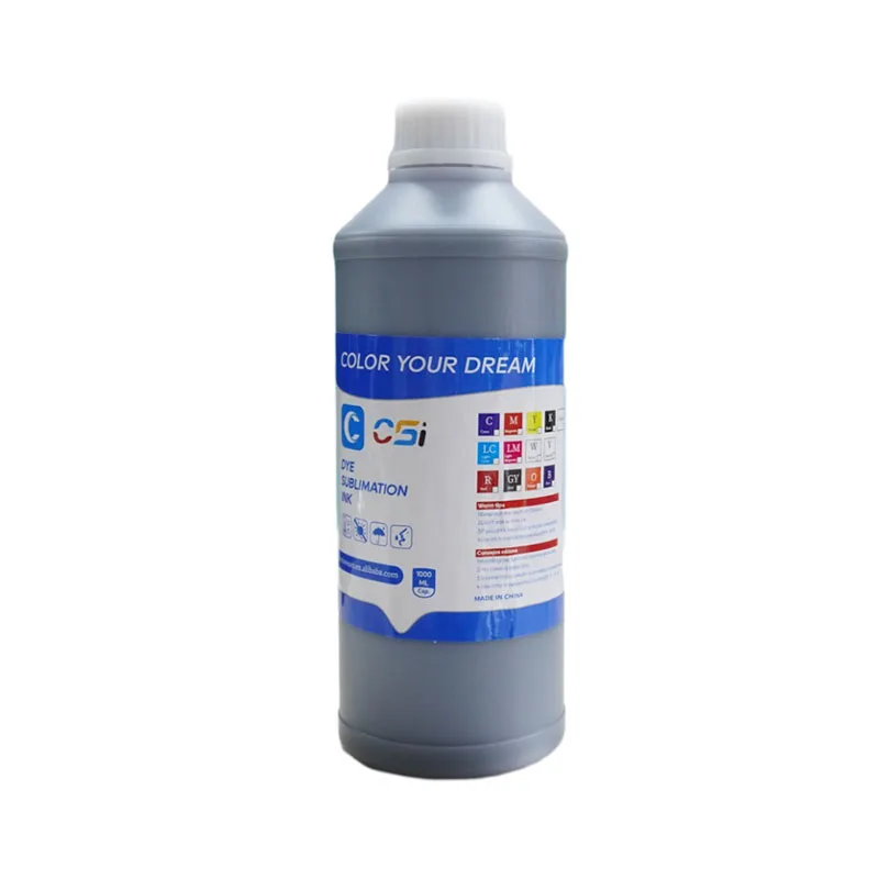 Sublimation Bottle of ink with 'Color Your Dream' label on a white background Deep Black
