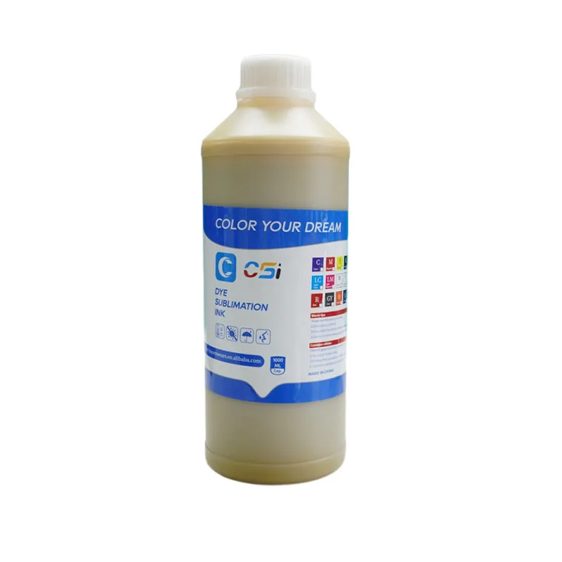 CSi dye sublimation ink bottle on a white background