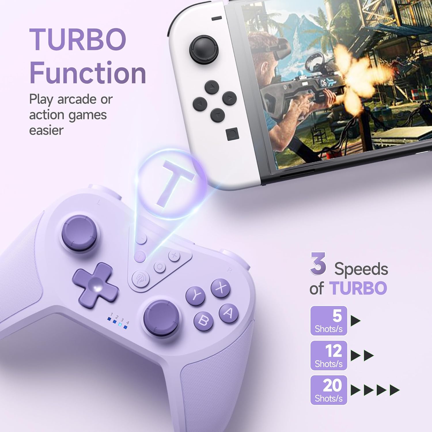 Easysmx t37 Game controller with turbo function feature on a white background