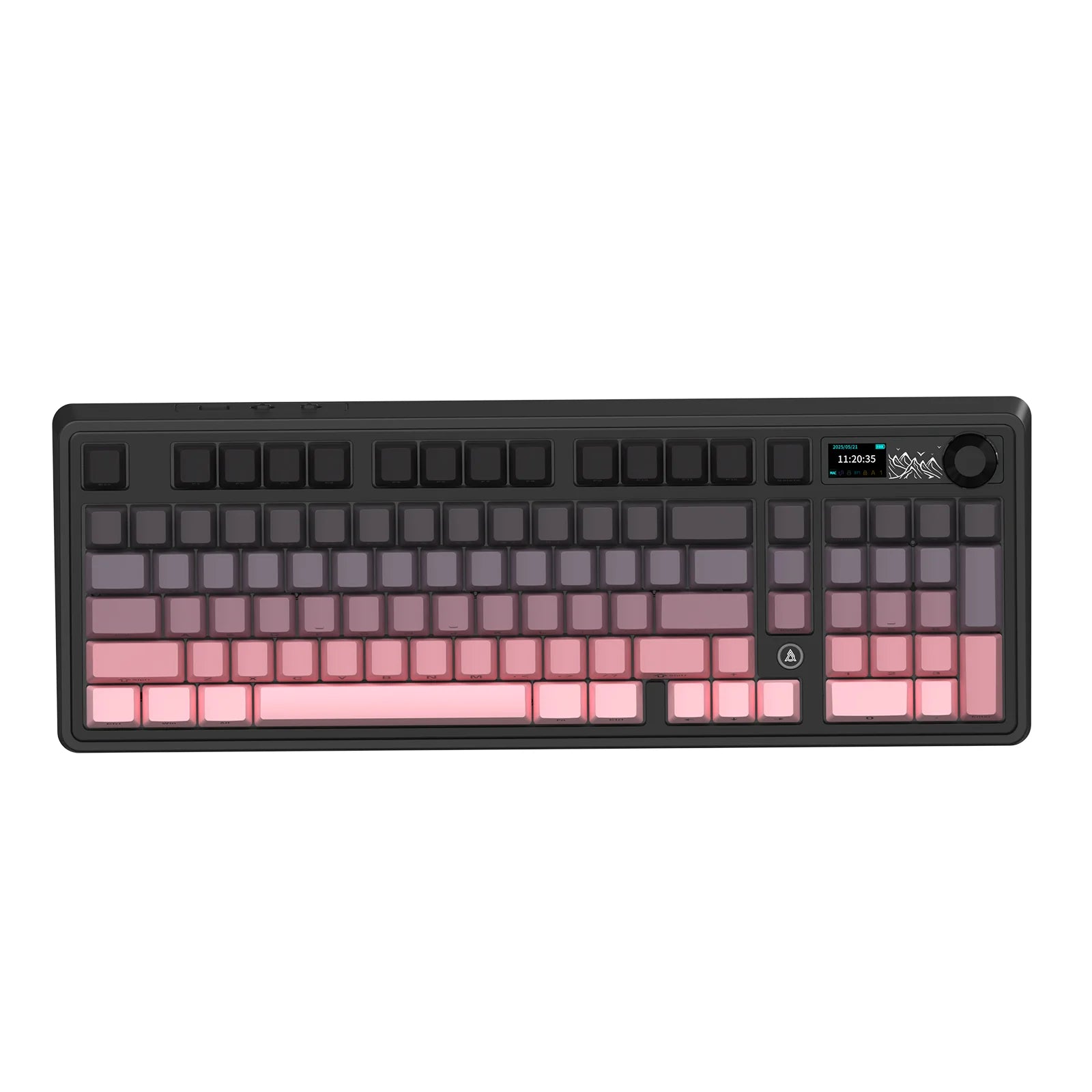 Mechanical keyboard with gradient keycaps on a white background