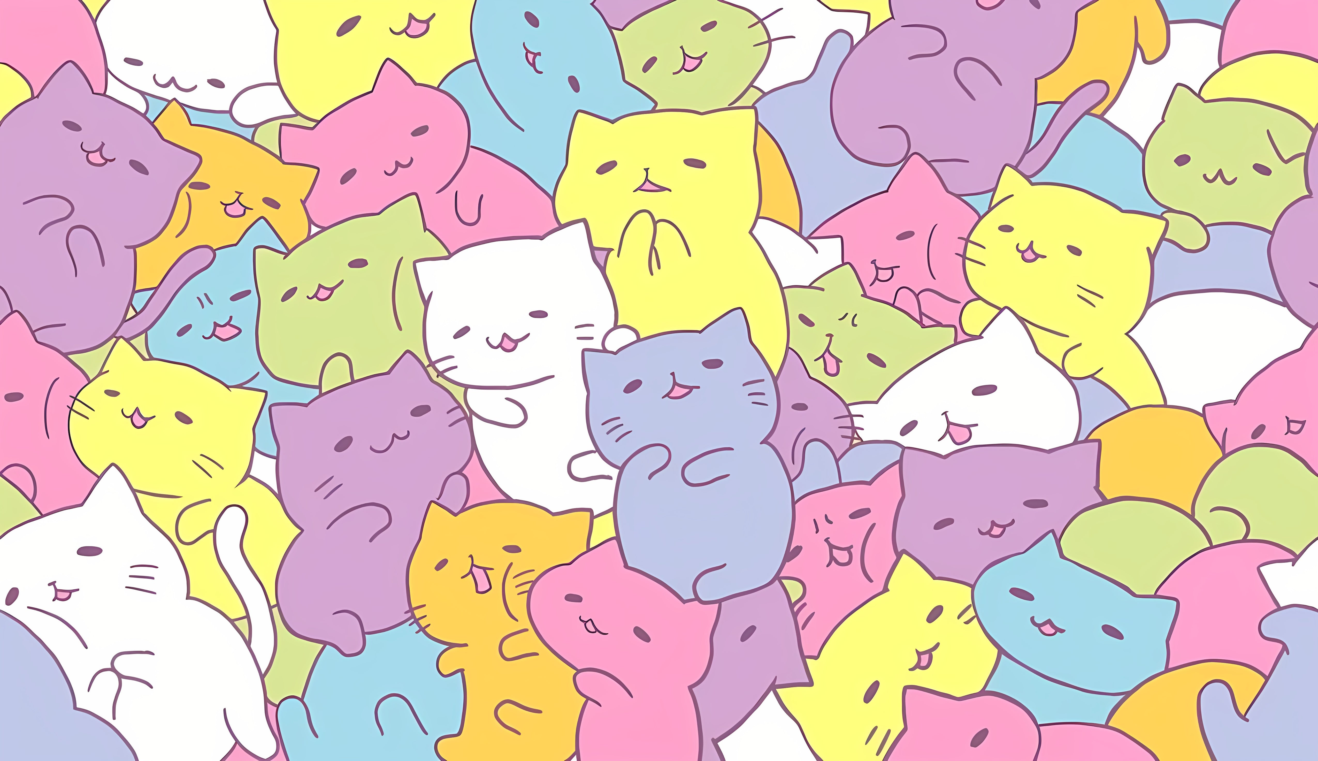 Mousepad Kawaii Cats Colorful | Tinker Store