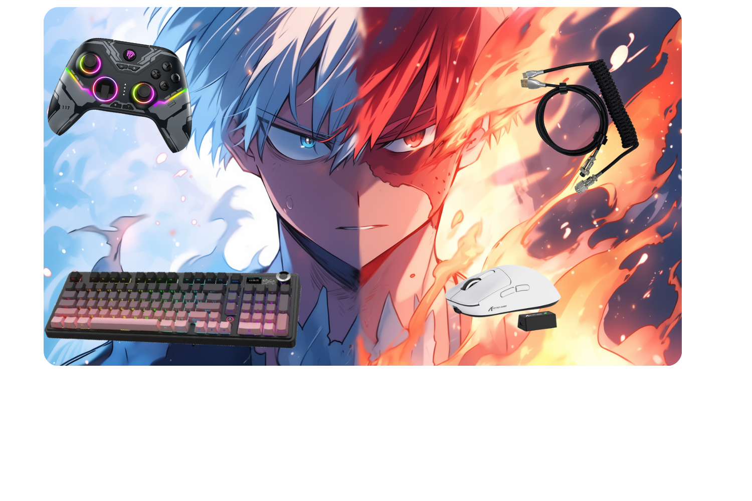 Attack Shark X3 pro mouse, Ajazz AK980 mechanical keyboard, Custom Mousepad 90x40, Aviator Cable RGB, EasySMX Controller X15